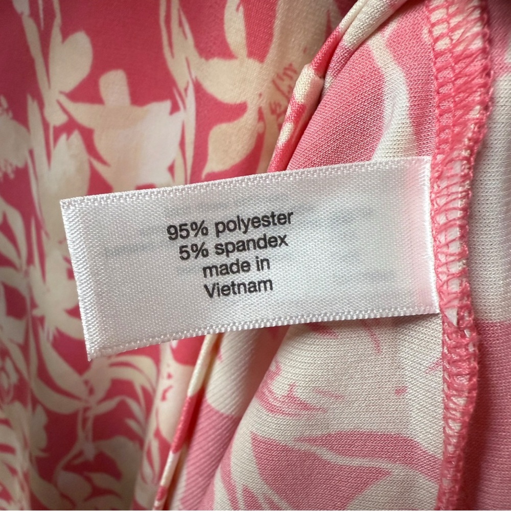 Lane Bryant Pink Floral Draped V-Neck Top Short Sleeve Stretch Size 14/16 - Picture 5 of 8